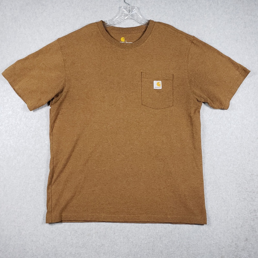 Carhartt‎ Mens K87 Pocket T-Shirt Large Brown Heather Original Fit Cotton Blend
